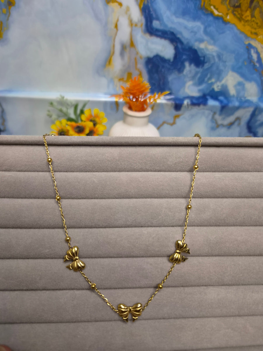 Beaded Bow Necklace