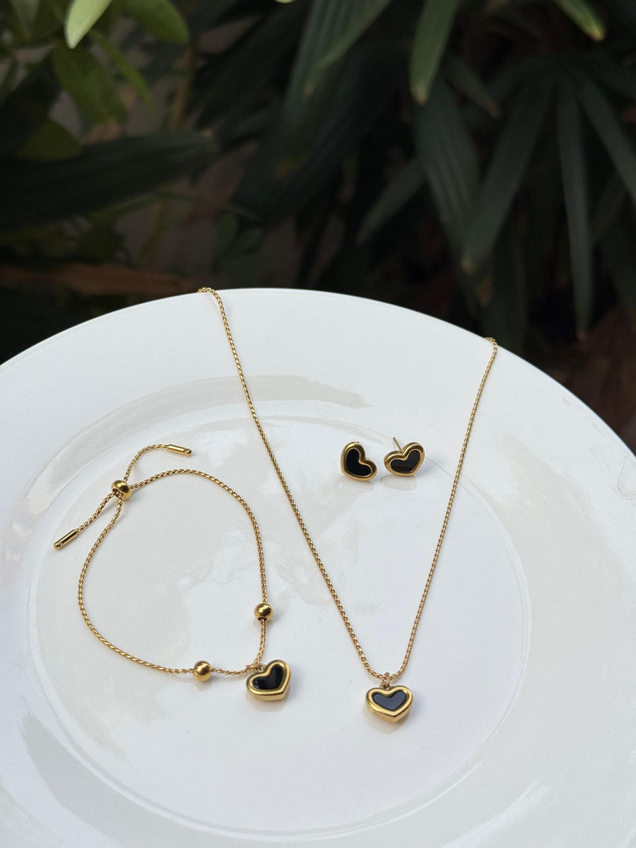Black Heart Jewelry Set