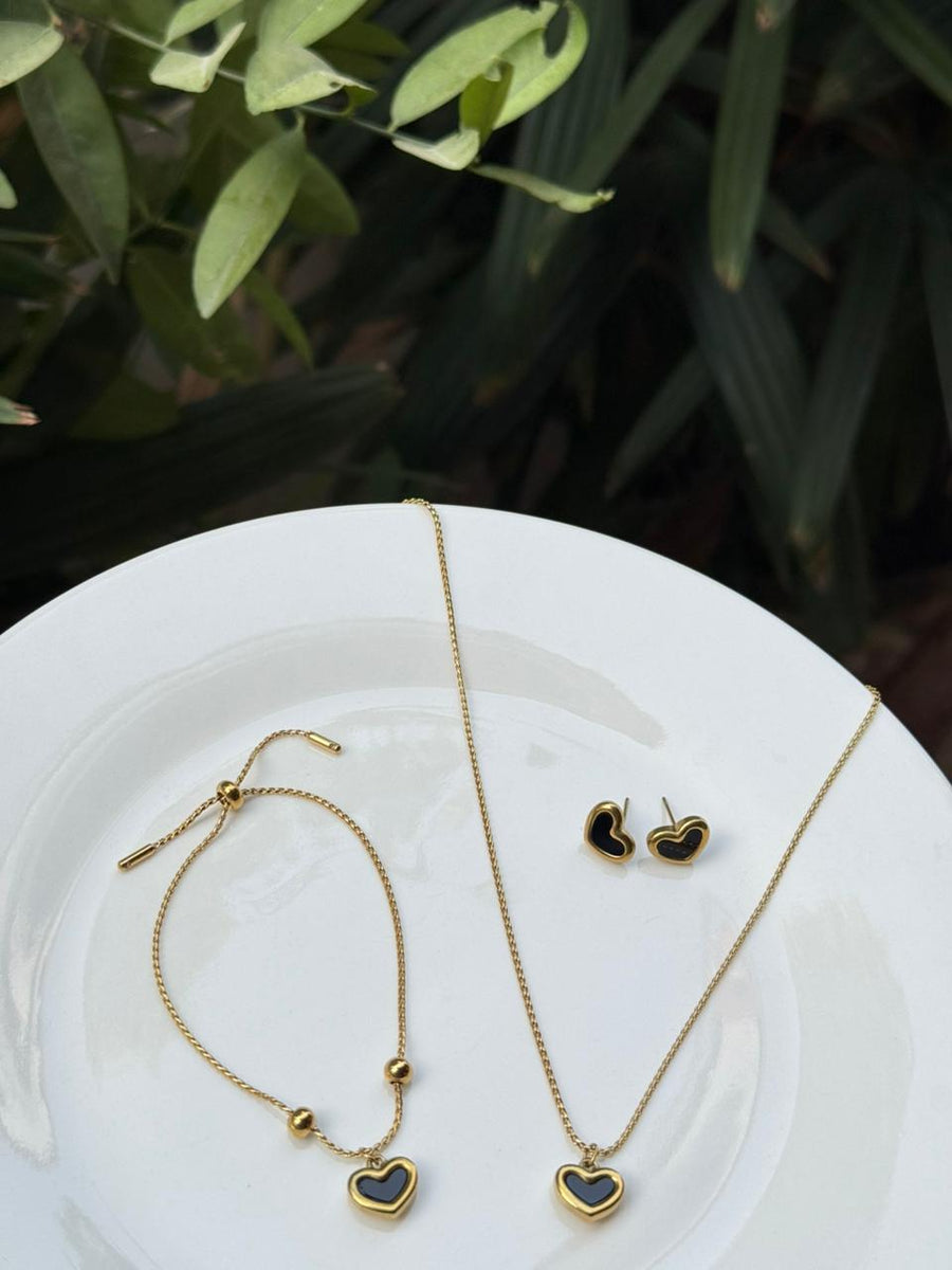 Black Heart Jewelry Set