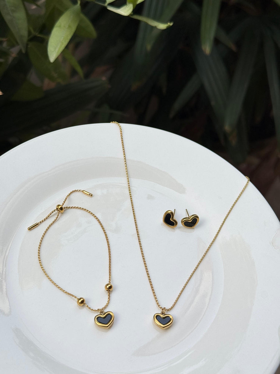 Black Heart Jewelry Set