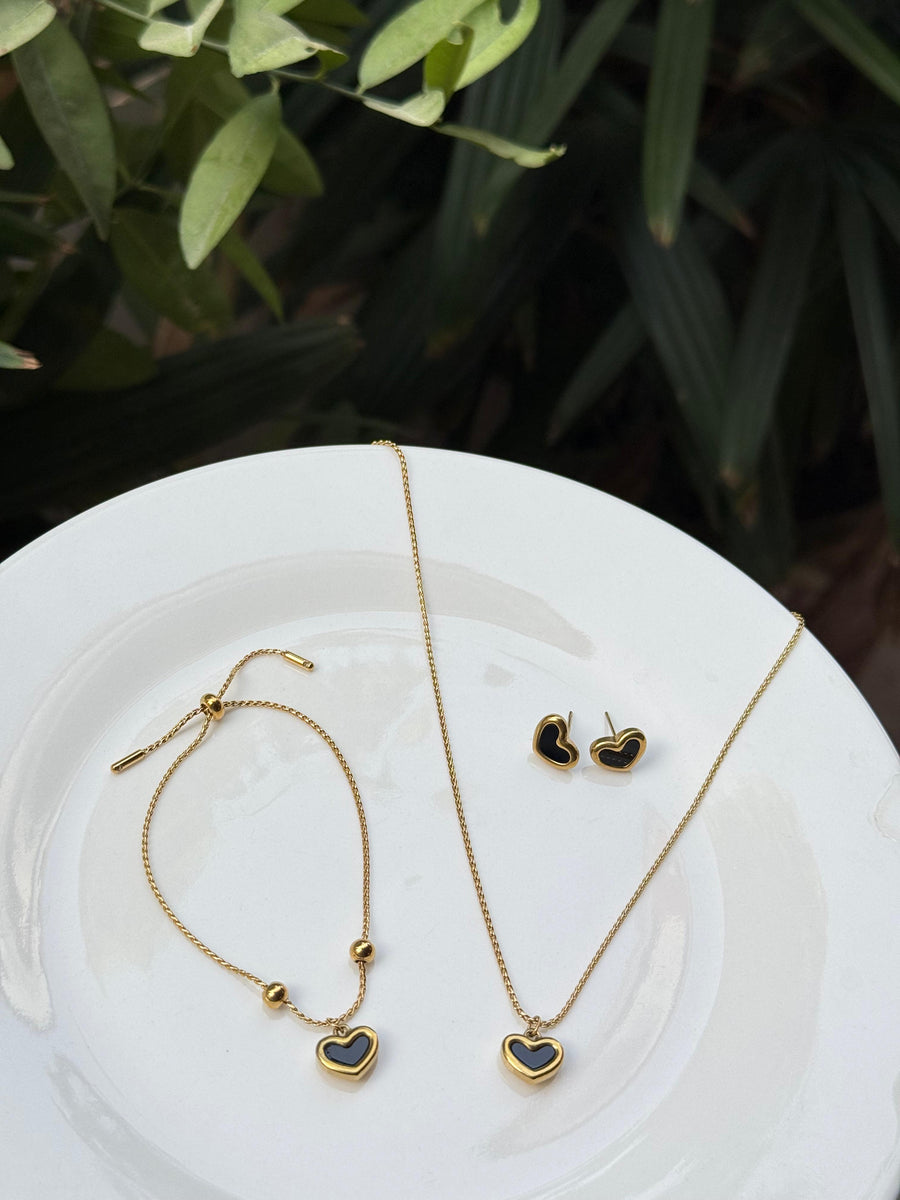 Black Heart Jewelry Set