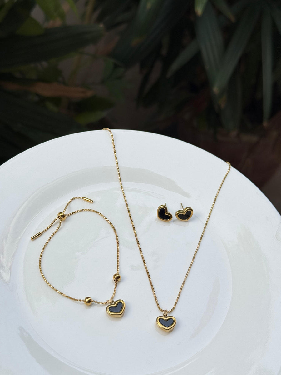 Black Heart Jewelry Set