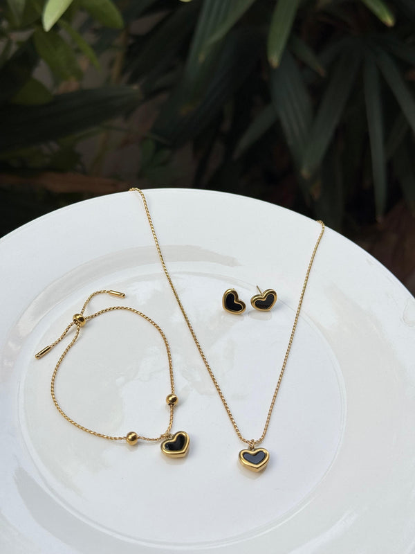 Black Heart Jewelry Set